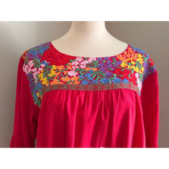 J. Marie Embroidered Red Floral Dress – Size M - Picture 2 of 8